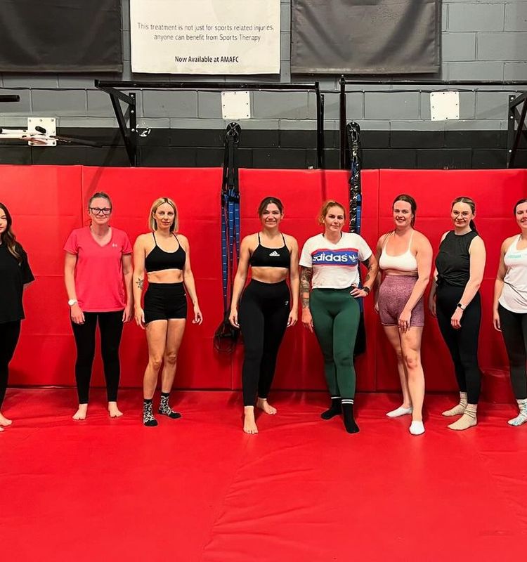 A group of ladies at the women's only fitness class